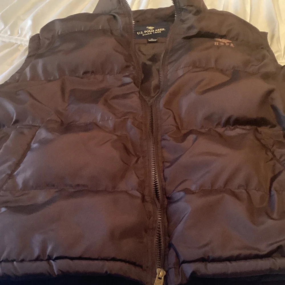 U.S. Polo Assn. Brown Quilted Puffer Jacket with Embroidered Logo